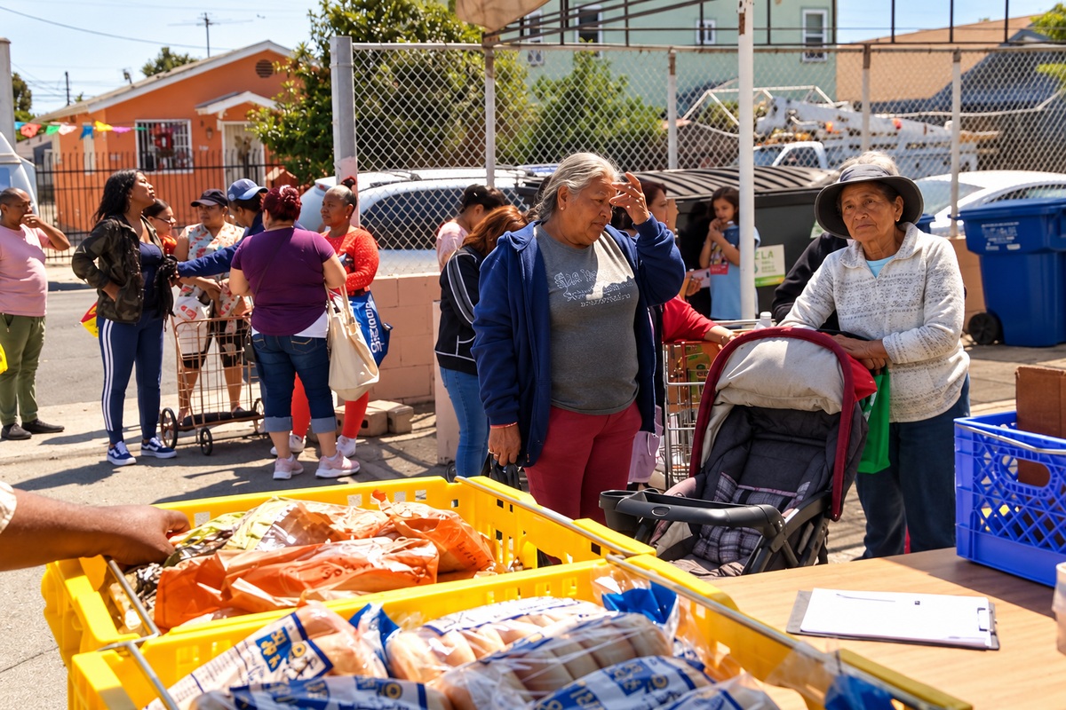 Community members receiving food at Tabernacle’s food outreach